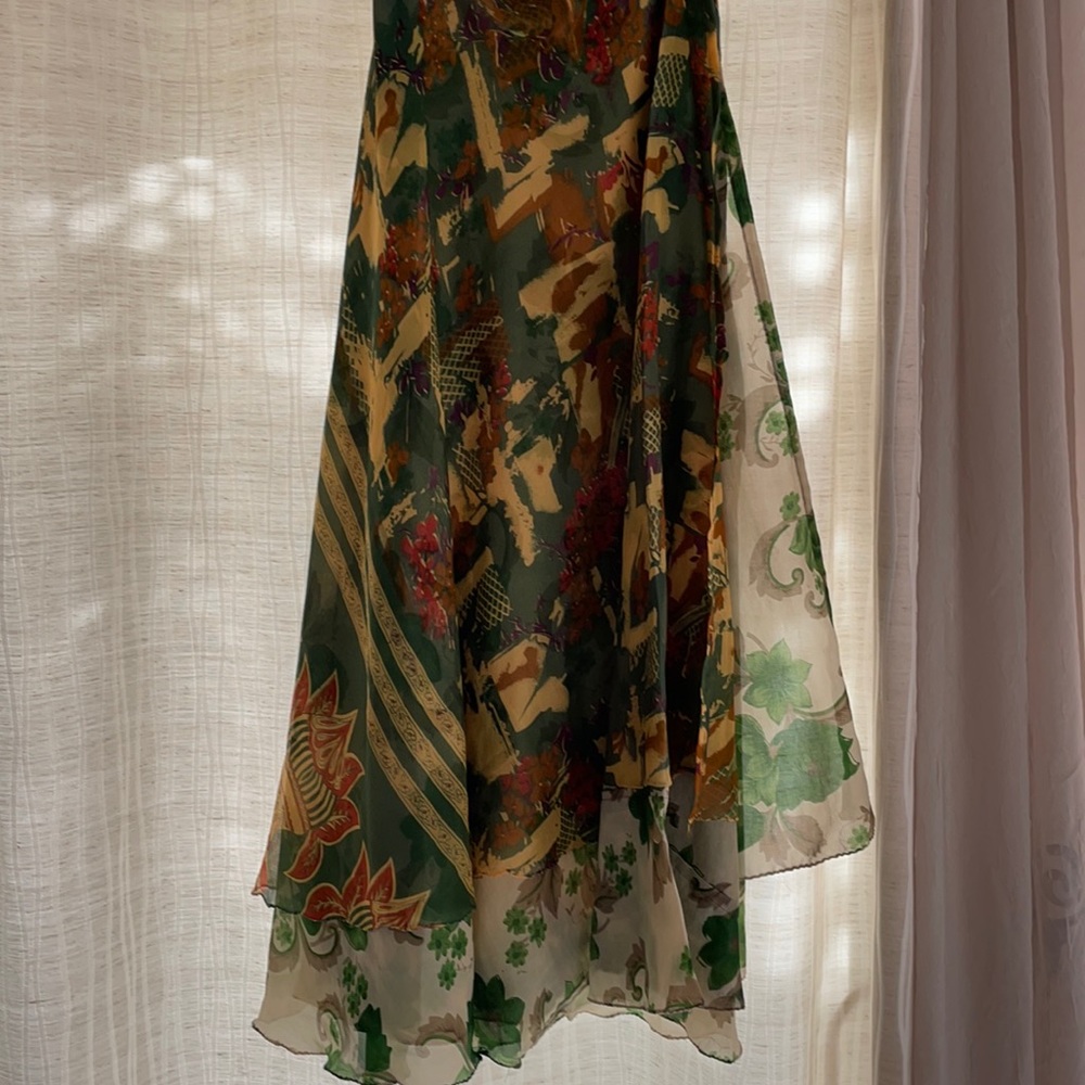 Wrap around silk long skirt